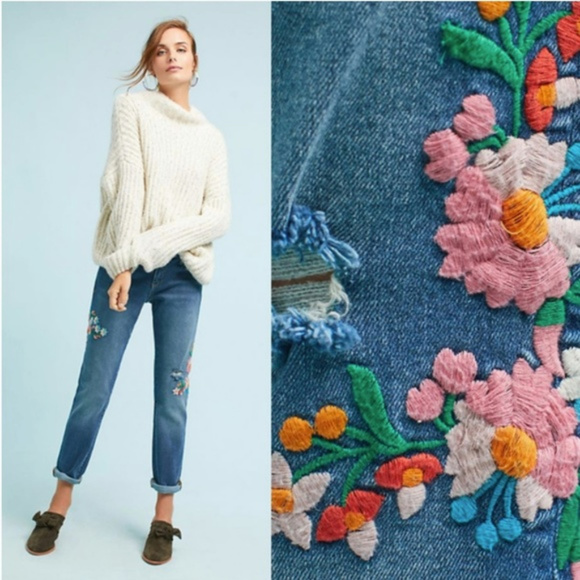 Pilcro and the Letterpress Denim - Pilcro and the Letterpress Embroidered Jeans